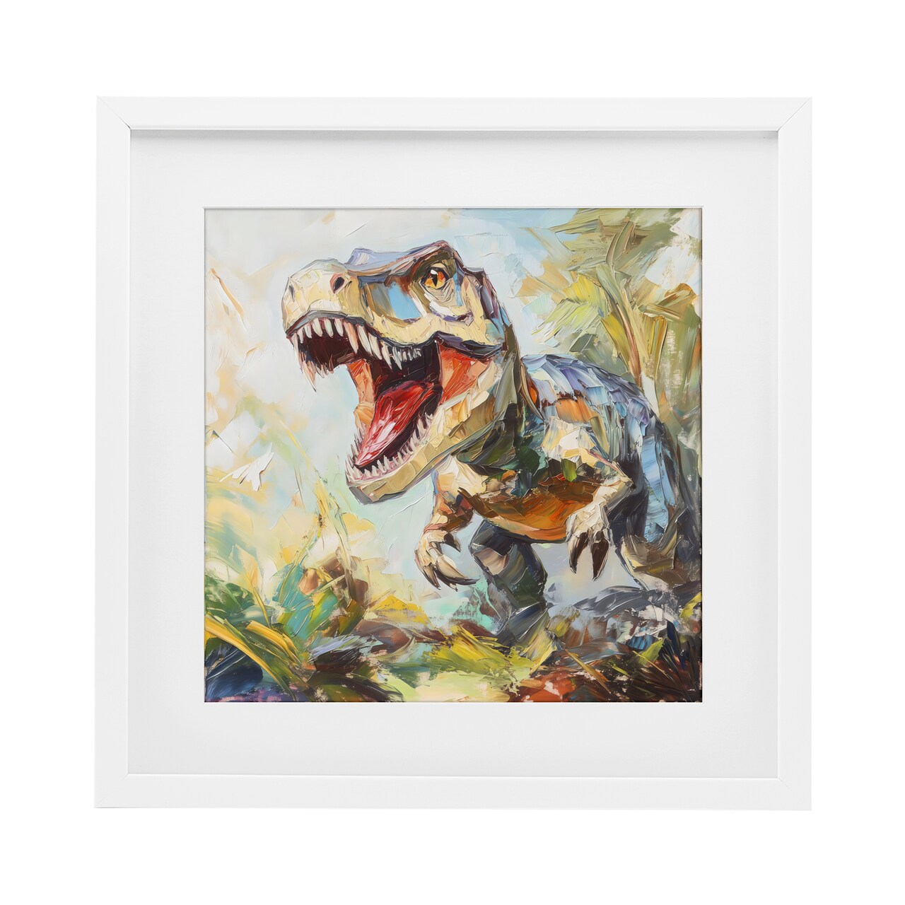 Stupell Industries Enchanting T-Rex Roar Framed Print Under Glass, design by Creative Studio